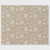 Rustikales Kraft Floral Oaster Wrapping Paper Geschenkpapier (Flach)