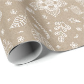 Rustikales Kraft Floral Oaster Wrapping Paper Geschenkpapier (Rolleneckpunkt)