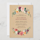 Rustikales Kraft Floral Wreath Brautparty Einladung (Vorderseite)