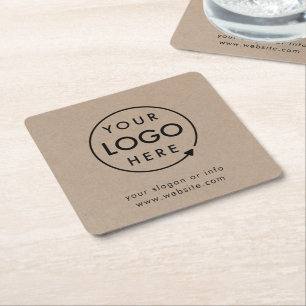 Rustikales Kraft-Logo Business Corporate Modern Rechteckiger Pappuntersetzer