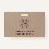 Rustikales Kraft-Logo | Mitarbeiter-ID Minimalisti Ausweis (Vorderseite)