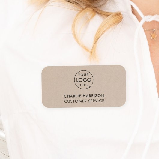 Rustikales Kraft-Logo | Moderne Mitarbeiter Namensschild