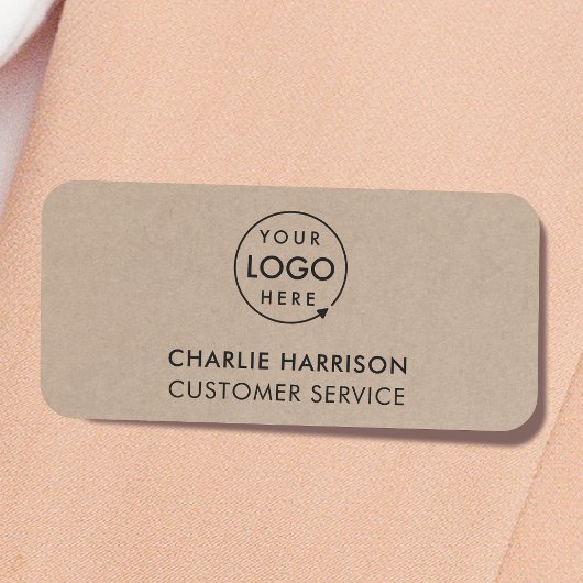 Rustikales Kraft-Logo | Moderne Mitarbeiter Namensschild