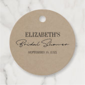 Rustikales Kraft Modernes Skript-Brautparty Geschenkanhänger (Vorderseite)