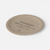 Rustikales Kraft Modernes Skript-Brautparty Pappteller (Schrägansicht)