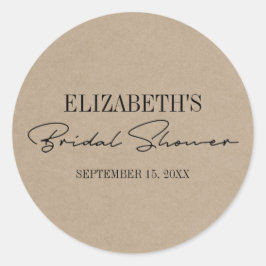 Rustikales Kraft Modernes Skript-Brautparty Runder Aufkleber