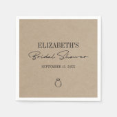 Rustikales Kraft Modernes Skript-Brautparty Serviette (Vorderseite)