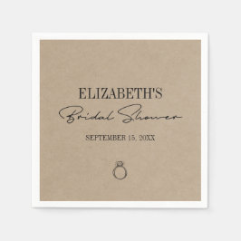 Rustikales Kraft Modernes Skript-Brautparty Serviette