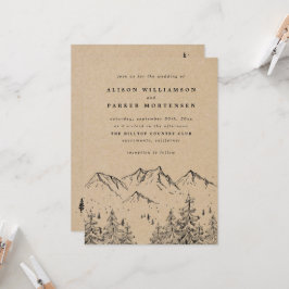 Rustikales Kraft Mountains & Pines Hochzeitliches  Einladung