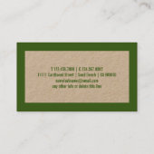 Rustikales Kraft Natural Green Simple Basic Frame Visitenkarte (Rückseite)