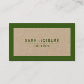 Rustikales Kraft Natural Green Simple Basic Frame Visitenkarte (Vorderseite)
