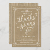 Rustikales Kraft Rahmen Erntedank Dinner Einladung (Vorne/Hinten)