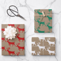 Rustikales Kraft Red Green White Woodland Stag