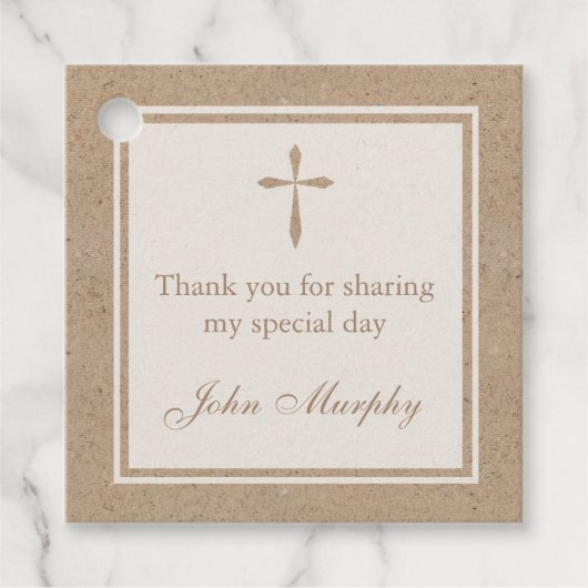 Rustikales Kraft Religious Cross Party Geschenkanhänger (Vorderseite)