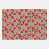 Rustikales Kraft Rotes Valentin Custom Sprichwort  Geschenkpapier Set (Vorderseite 3)