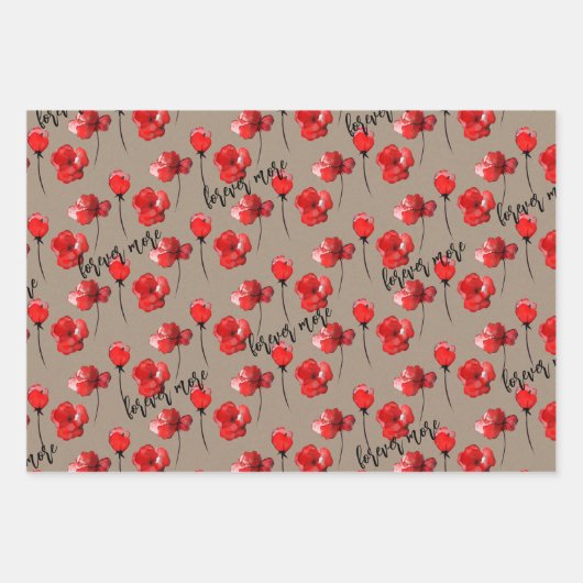 Rustikales Kraft Rotes Valentin Custom Sprichwort  Geschenkpapier Set (Vorderseite 2)