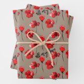 Rustikales Kraft Rotes Valentin Custom Sprichwort  Geschenkpapier Set (Beispiel)