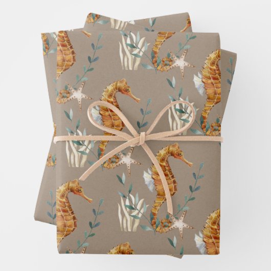Rustikales Kraft-Seepferd Geschenkpapier Set (Beispiel)