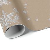Rustikales Kraft Silver Snowflakes Packpapier (Rolleneckpunkt)