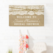 Rustikales Kraft-, Spitzen- und Twine-Brautparty Banner (Insitu)