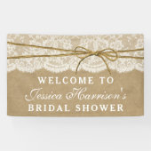 Rustikales Kraft-, Spitzen- und Twine-Brautparty Banner (Horizontal)