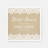 Rustikales Kraft- und Spitzen-HochzeitsBrautparty Serviette (Vorderseite)