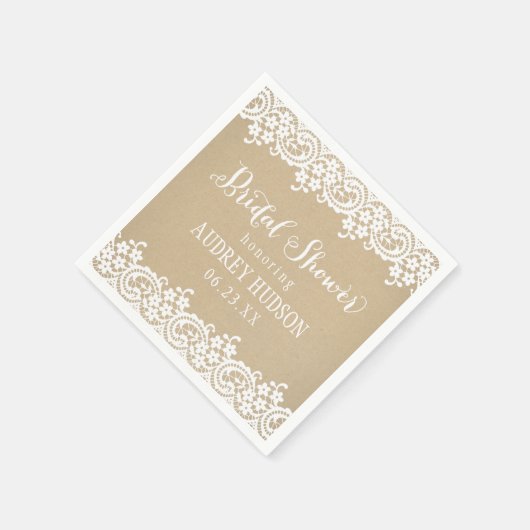 Rustikales Kraft- und Spitzen-HochzeitsBrautparty Serviette (Ecke)