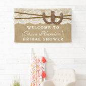 Rustikales Kraft- und Spitzenhufeisen-Brautparty Banner (Insitu)