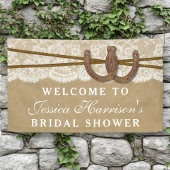Rustikales Kraft- und Spitzenhufeisen-Brautparty Banner