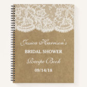 Rustikales Kraft- und Weißspitzen Brautparty Rezep Notizblock (Vorderseite)