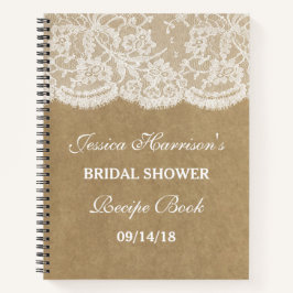 Rustikales Kraft- und Weißspitzen Brautparty Rezep Notizblock
