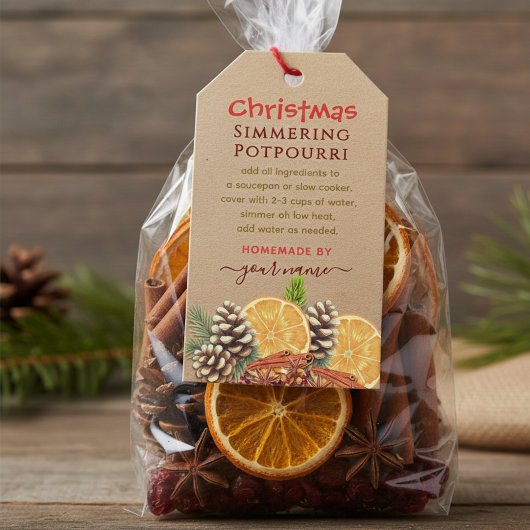 Rustikales Kraft-Weihnachts- Potpourri zum Köcheln Geschenkanhänger
