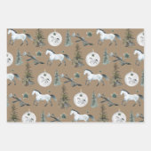 Rustikales Kraft Winter White Horse & Blue Spruce  Geschenkpapier Set (Vorderseite 3)
