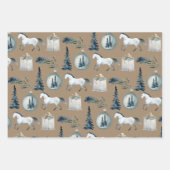 Rustikales Kraft Winter White Horse & Blue Spruce  Geschenkpapier Set (Vorderseite 2)