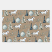 Rustikales Kraft Winter White Horse & Blue Spruce  Geschenkpapier Set (Vorderseite)
