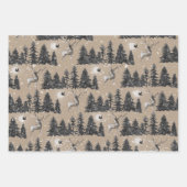 Rustikales Kraft Winterwald-Wald-Rentierwald Geschenkpapier Set (Vorderseite)