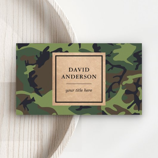 Rustikales Kraft Woodland Green Camouflage Muster Visitenkarte