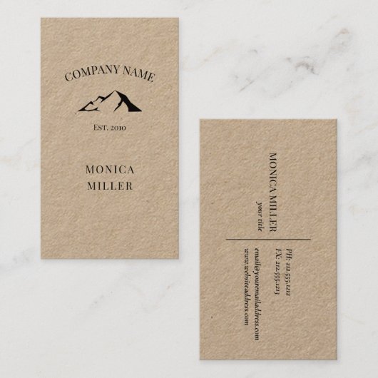 Rustikales Kraftberglogo Visitenkarte (Vorne/Hinten)