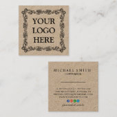 Rustikales Kraftpapier addieren Ihr Logo Quadratische Visitenkarte (Vorne/Hinten)