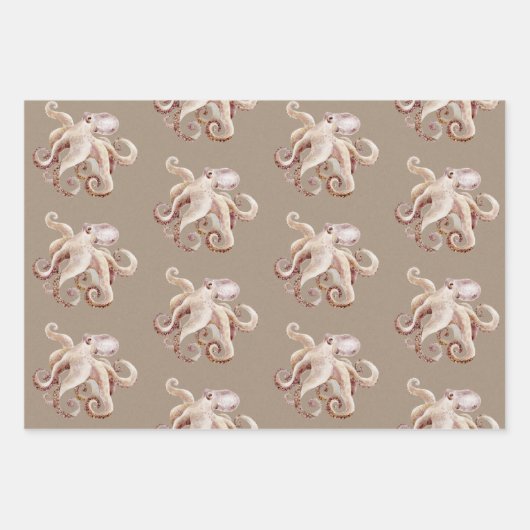 Rustikales Kraftpapier Aquarium 3 Geschenkpapier Set (Vorderseite)