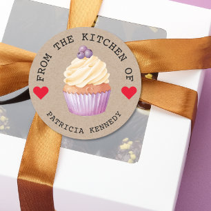 Rustikales Kraftpapier Aus der Küche von Cupcakes Runder Aufkleber