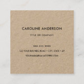 Rustikales Kraftpapier, berufliches Quadrat Quadratische Visitenkarte (Rückseite)