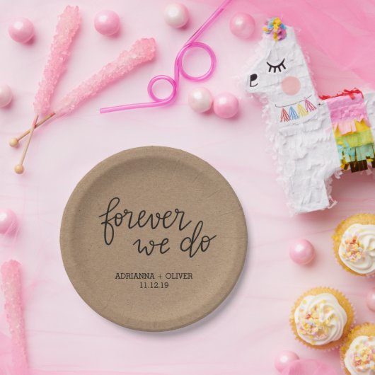 Rustikales Kraftpapier für immer schreiben wir Skr Pappteller (Party)