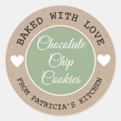 Rustikales Kraftpapier gebacken mit Liebe Choco Co Runder Aufkleber (Vorderseite)