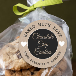 Rustikales Kraftpapier gebacken mit Liebe Choco Co Runder Aufkleber