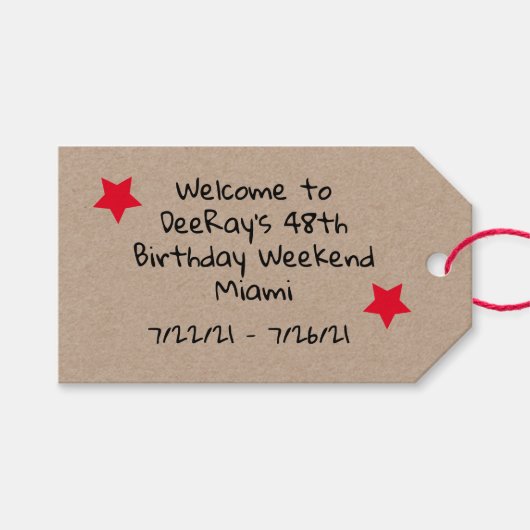 Rustikales Kraftpapier Genießen Geburtstagsparty Geschenkanhänger (Vorderseite (Horizontal))