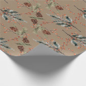 Rustikales Kraftpapier mit Fichtenzapfen und Stech Geschenkpapier (Ecke)