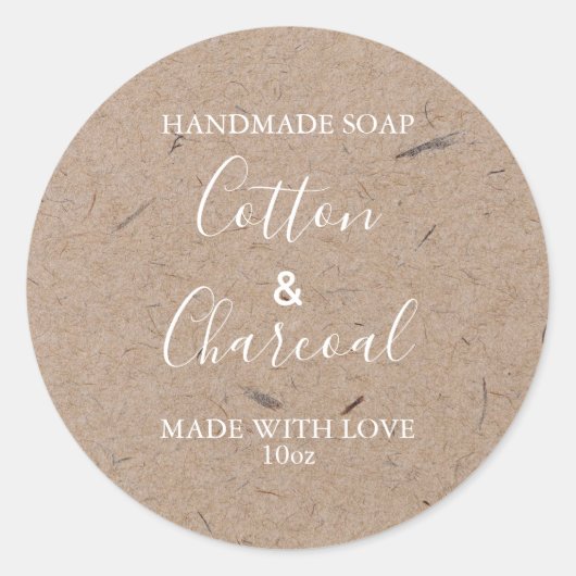 Rustikales Kraftpapier mit individueller Seifenken Runder Aufkleber (Vorderseite)