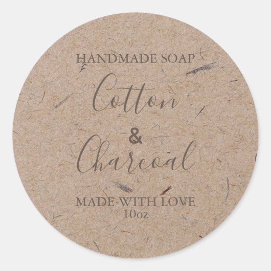 Rustikales Kraftpapier mit individueller Seifenken Runder Aufkleber (Vorderseite)