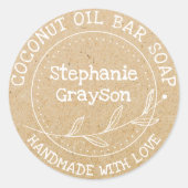 Rustikales Kraftpapier Personalisiert Runder Aufkleber (Vorderseite)